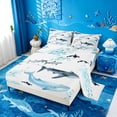 thumbnail image 2 of meiyoeat Sea Creature Whale Queen Sheets For Kids,Cartoon Ocean Animals Queen Sheet Sets For Boys,4 Pieces, 2 of 6
