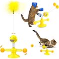 thumbnail image 1 of Juguetes para gatos para gatos de interior, molino de viento, juguete interactivo para gatos con plato giratorio, palo de plumas, base de ventosa, divertido gatito, bola de plumas, juguetes para, 1 of 6