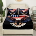 thumbnail image 2 of Erosebridal Eagle Fitted Sheet Set Twin, USA Flag Print Bedding Twin Size, American Flag Decor, 2pcs,（No Top Sheet）, 2 of 5