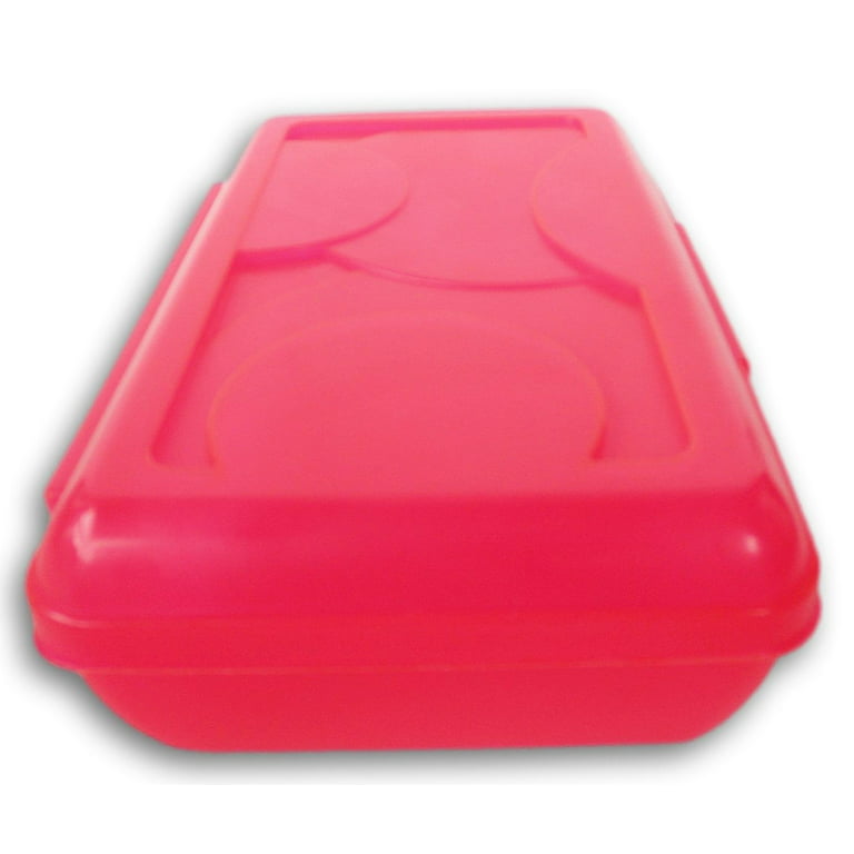 School Smart Plastic Pencil Box, Red Tint