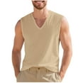 thumbnail image 3 of LIBRCLO Mens Tank Tops Solid Color Casual V-Neck Shirts Waistcoat Vacation Training Base Coat Tops, 3 of 8