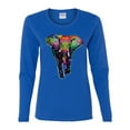 thumbnail image 2 of Wild Bobby, Colorful Rainbow Floral Elephant Animal Lover Womens Graphic Long Sleeve T-Shirt, Royal, 2XL, 2 of 3