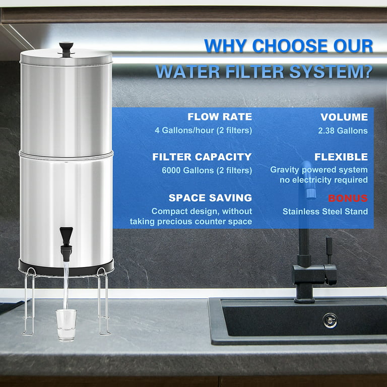 Andoer Gravity Water Filter System Water Filtration Bucket for