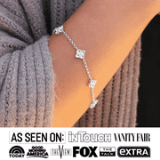 Cate & Chloe Adeline 18k White Gold Plated Chain Bracelet with Swarovski Crystal Clusters for Women