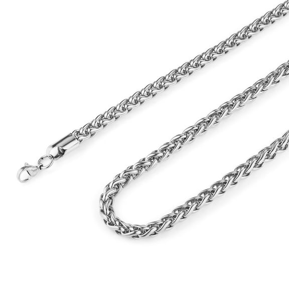 HZMAN 6.0mm Stainless Steel Silver Wheat Chain Necklaces for Men Women Classic Cool Link Chain Necklace Jewelry Gift 16" -30" (Silver,28)