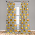 thumbnail image 4 of Ambesonne Emoji Curtains, Funny Faces Happy Surprised, Pair of 28"x63", Pale Grey Yellow, 4 of 5