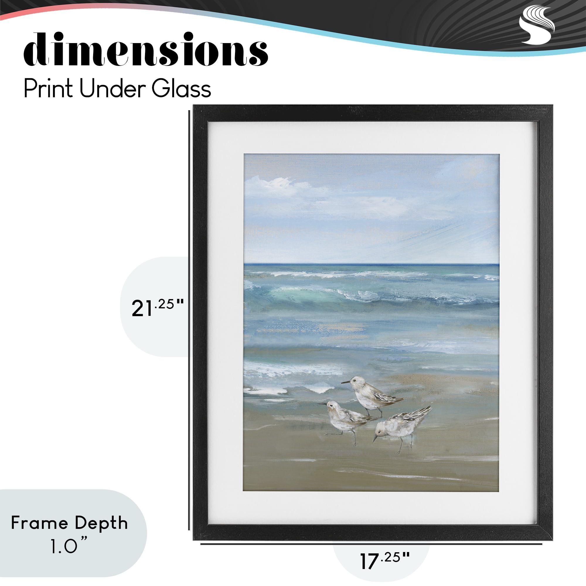 Stupell Industries Sanderlings on Gentle Waves Black Framed Print Under Glass, design by Nan