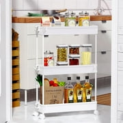 SOYO 3 Tier Slim Rolling Storage Cart, Mobile Shelving Unit Bathroom Organizer Utility Cart for Kitchen, Laundry Room Organization, Narrow Places(White)