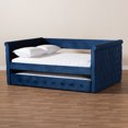 thumbnail image 3 of Baxton Studio Amaya Modern and Contemporary Navy Blue Velvet Fabric Upholstered Full Size Daybed with Trundle, 3 of 12