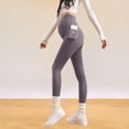 thumbnail image 5 of QIUOMBBP Maternity Leggings with Pockets Over The Belly Stretchy Workout Yoga Pregnancy Pants Coffee M, 5 of 5
