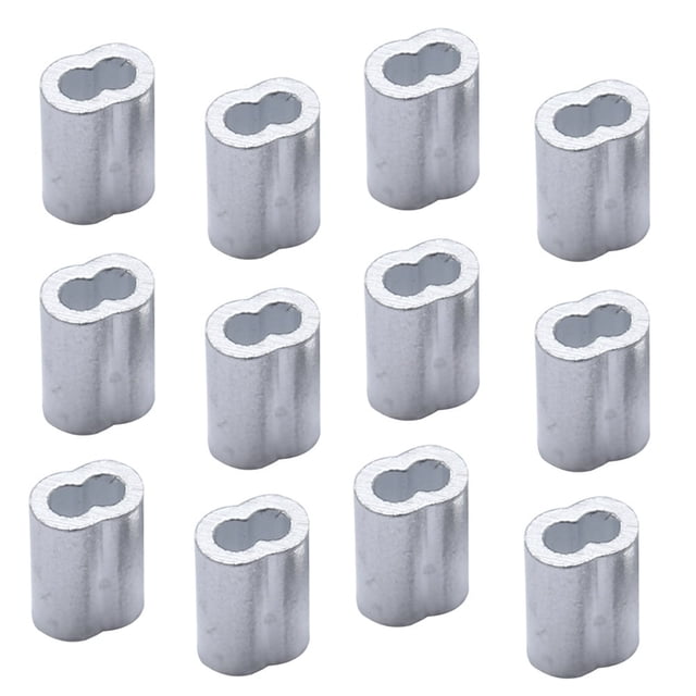 HLONK 200pcs Cable Crimps Wire Ferrules Rope Steel Cable Aluminum Crimping Loop Sleeve Steel Cable Double Ferrule Wire Rope Cable Clamps (Silver)