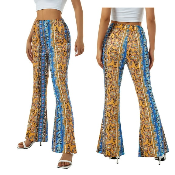 Women Clothing Summer Polyester High Waist Pants Slimming Casual Party Street Spring Straight Retro Floral Print Trousers
