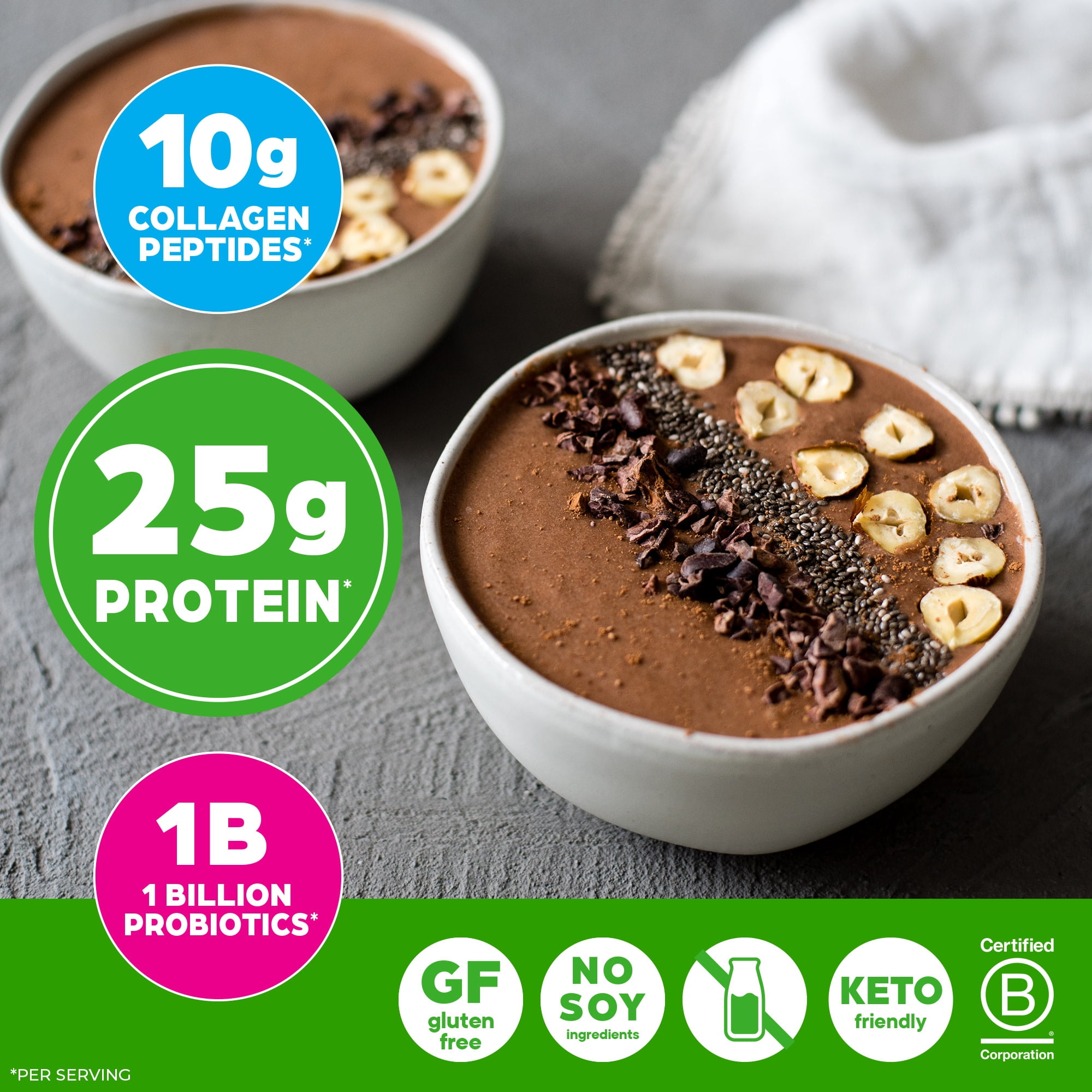 Orgain ® Plant Protein plus Collagen - Creamy Chocolate Fudge
