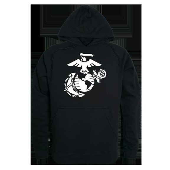 US Marines 3 Pull Over Hoodie, Black - Medium