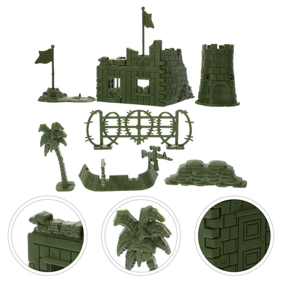 YEAHIBABY-1 Set Children's Simulated Toy Set Army Toy Castle Model Diy Sand Table Ornament