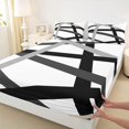 thumbnail image 3 of Homewish White Black Lines Twin Sheet Sets,Modern Asbtract Geometric Twin Fitted Sheet,Minimalism Style Flat Sheet For Men Women,Super Cozy Room Decor,3 Pieces, 3 of 7