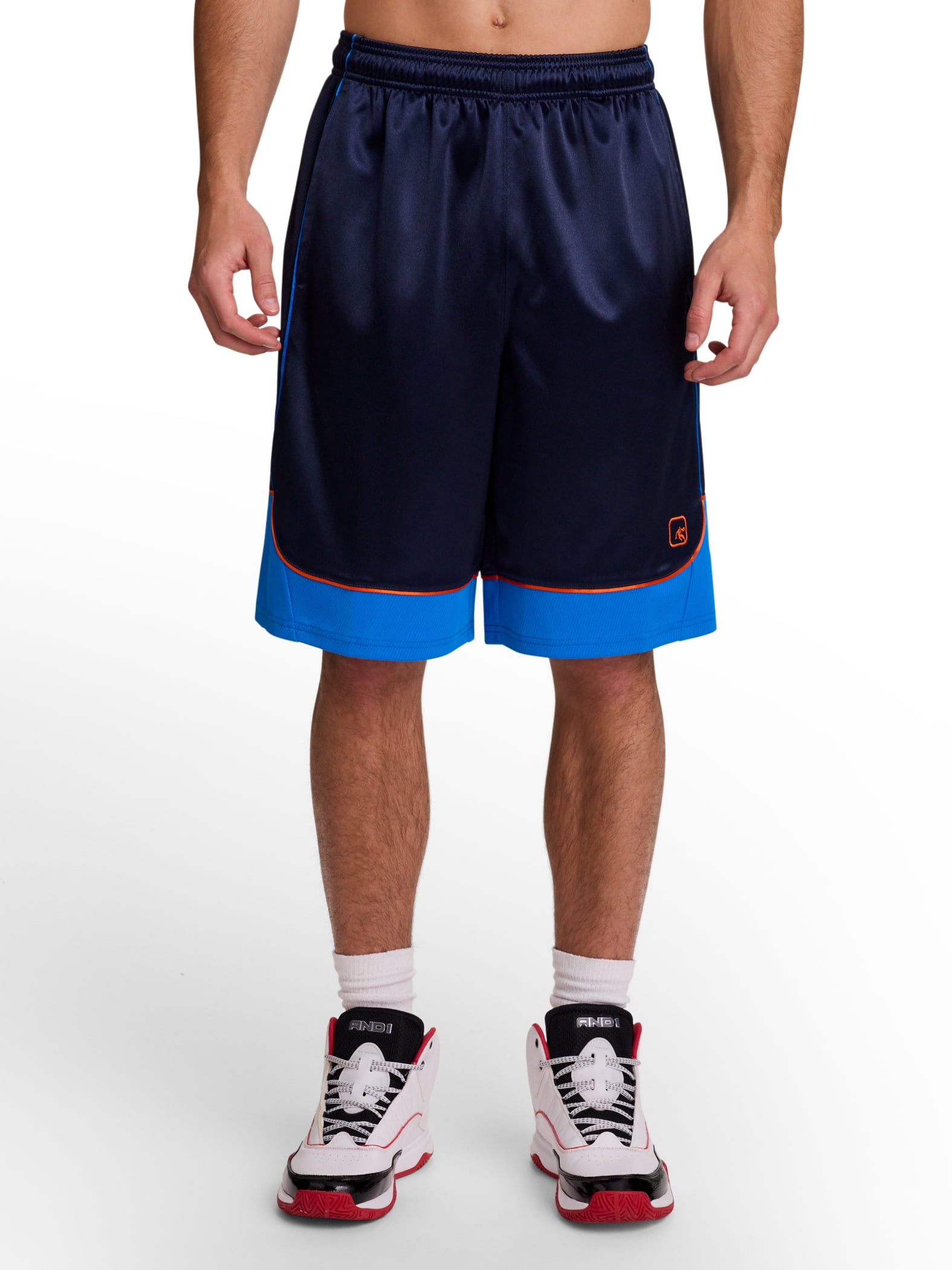 AND1 Men's and Big Men's All Court Colorblock Short, 11" inseam, up to Size 5XL