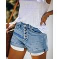 thumbnail image 5 of ONLYSHE Womens Juniors Distressed Ripped Denim Shorts Frayed Raw Hem Stretchy Jean Shorts Casual Summer Hot Shorts, 5 of 6
