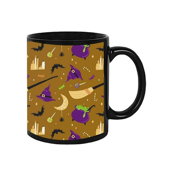 Brooms And Cauldrons Pattern Mug - Image by Shutterstock,
