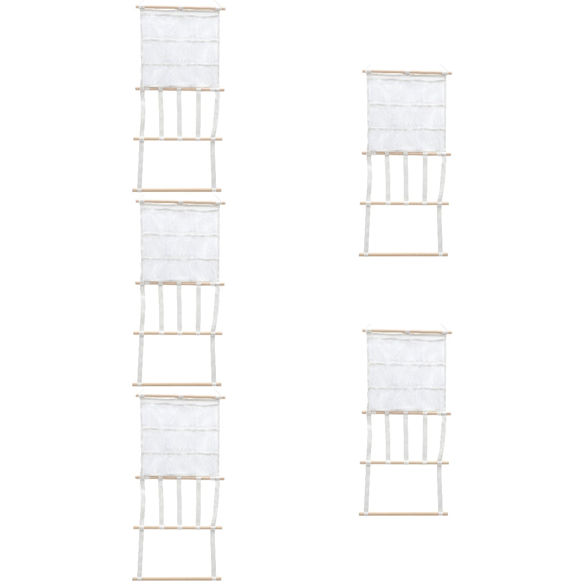NUOLUX  White Hair Accessories Bag with Wooden Rack for Organizing Hair Clips and Headbands