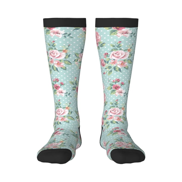 Balery Vintage Floral Calcetines novedosos Calcetines deportivos Calcetines hasta la rodilla Calcetines de algodón Calcetines originales y geniales
