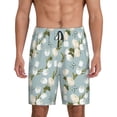 thumbnail image 1 of Balery Tulips Flowers Pantalones cortos de pijama de punto de algodón para hombre con cinturilla y bolsillos-Small, 1 of 6
