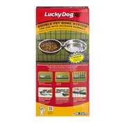 Lucky Dog Double Stainless Steel Food & Water Bowl System Mounted for Pets, (2 Pack)