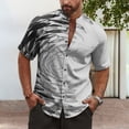 thumbnail image 5 of adaychics Hawaiian Shirt Men Sardine Graphic Beach Button Up Shirts Band Collar Casual Tropical Tops for Vacation, 5 of 7