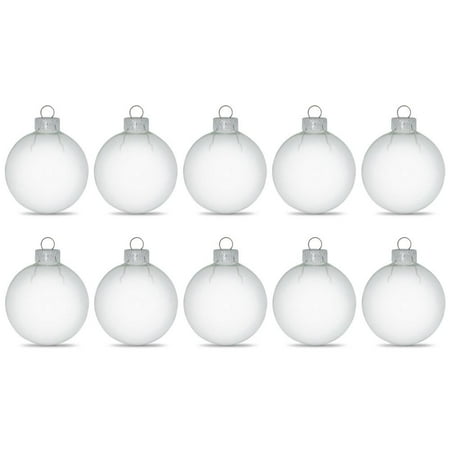 2" Set of 10 Clear Glass Ball Christmas Ornaments