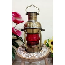 Nautical Antique Large Ship Boat Oil Lantern-Maritime Collectible Decorative-Boat Lamps-Nursery Red Oil Lamp-Vinatge Lighting Lamp Rustic Vintage Home Decor Gifts