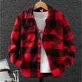 thumbnail image 2 of Splozh Jackets for Girls Boys and Girls Long Sleeved Checkered Shirt Retro Color Blocked Cardigan Fashionable and Versatile Lapel Top Jacket Red,13-14 Years, 2 of 5