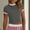 Dark Gray, variant on Olyvenn Womens Crop T Shirts Short Sleeves Crewneck Tops Fashion Color Block Slim Comfy Tees Fitness Basic Tee Shirts Wine L