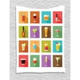 thumbnail image 1 of Alcohol Tapestry, Modern Graphic Composition of Alcoholic Beverages Hard Liquors in Square Tile Print, Wall Hanging for Bedroom Living Room Dorm Decor, 60W X 80L Inches, Multicolor, by Ambesonne, 1 of 2