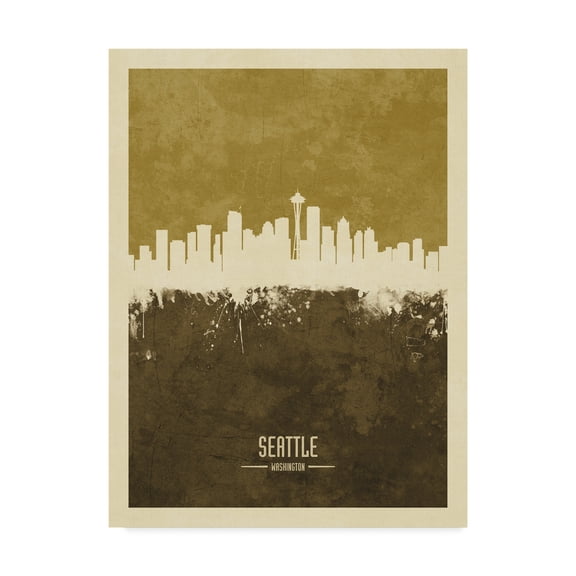 Trademark Fine Art 'Seattle Washington Skyline Brown' Canvas Art by Michael Tompsett