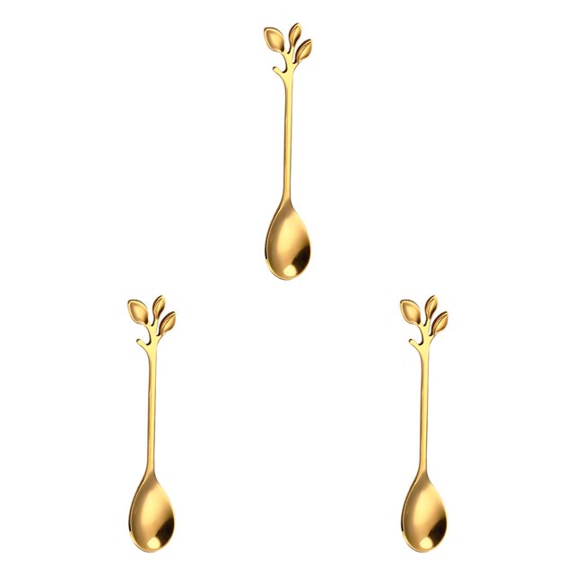 Naiovety Tenedores de frutas Espejo lavable portátil Pulido Elegante Adorable Restaurante Muffin Cubiertos Vajilla Cuchara de oro Type1 NO1
