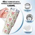thumbnail image 3 of Fotbe Rose Flowers Pattern 40oz Ice Bully With Handle And Straw Stainless Steel Vacuum Insulated Cup And 2 In 1 Straw Lid, 3 of 8