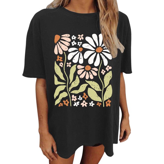 Chemises pour Femmes Chemises Imprimées Surdimensionnées T-Shirt Graphique T-Shirts Vintage Hauts Décontractés T-Shirt à Manches Courtes T-Shirts pour Femmes pour l'Été T-Shirt Col Roulé T-Shirt à Manches Longues Femmes T-Shirts de Course