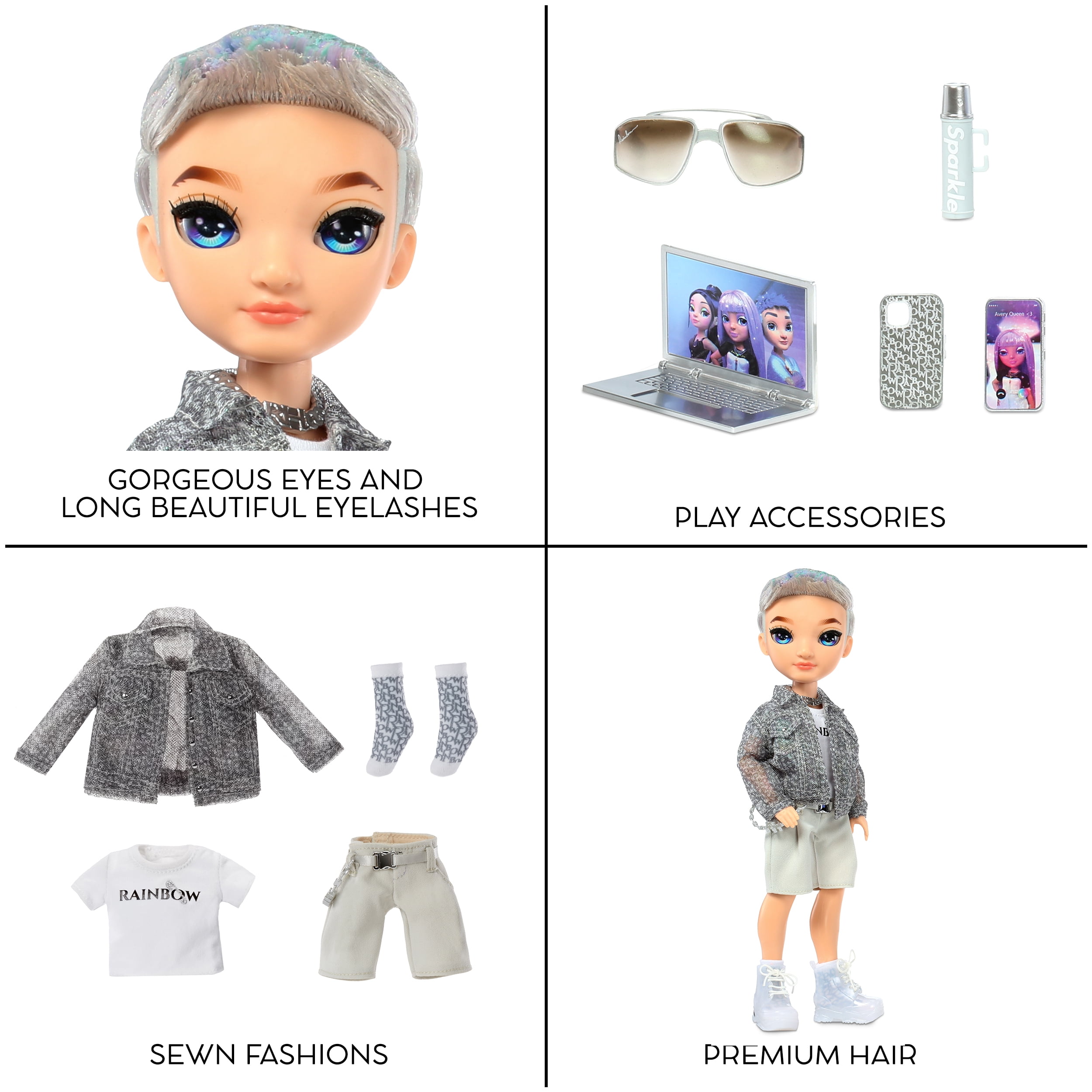 Rainbow High Aidan- Purple Boy Fashion Doll. Fashionable Outfit & 10+ Colorful Play Accessories. Great Gift for Kids 4-12 Years Old and Collectors.