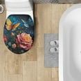 thumbnail image 4 of ZUXONGSY Butterfly Flower Flannel Toilet Cover Decorative Toilet Seat Covers Lids with Elastic Band Washable Toilet Lid Seat Protector Cover Fit Size 17.3 x 13 Inches Decoration for Bathroom, 4 of 6