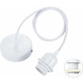thumbnail image 1 of Lámpara colgante E27 con aro roscado, cable textil ajustable 100cm, lámpara colgante compatible con pantalla, casquillo ideal para lámpara colgante de cocina, blanco, 1 of 5