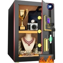 SYSENFO 3.5 Cuft Large Safe Box, Digital Keypad Home Security Safe With Fireproof Bag & Alarm System(Black)