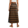 thumbnail image 6 of Plaid Print Maxi Skirt for Women, Drawstring Elastic Waist Long Skirt with Pockets, Casual Side Slit A-Line Slacks, Checkered Bottoms, 6 of 6