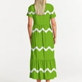 thumbnail image 6 of Womens Short Sleeve Mid Long Dress with Pockets Fashion Wave Striped Print Pleated Casual Tiered Maxi T-shirt Dress (X-Large, Green), 6 of 6