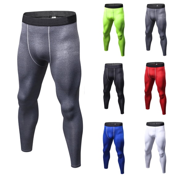 Men’s Compression Pants Quick Dry Tights Leggings Sports Baselayer Running Gym Workout White