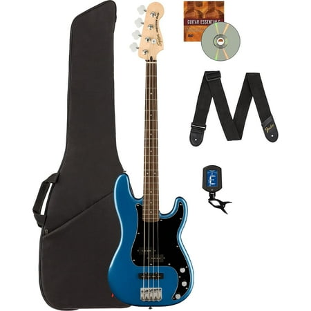 Fender Squier Affinity Precision Bass PJ - Lake Placid Blue Bundle with Gig Bag, Tuner, Strap, and Austin Bazaar Instructional DVD