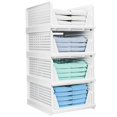 thumbnail image 1 of Fresh Fab Finds FFF-GPCT4195 Plastic Storage Box Closet Organizer Foldable Storage Bin Stackable Drawer with Slide Rail Push-Pull Storage Basket, White - Pack of 4, 1 of 1