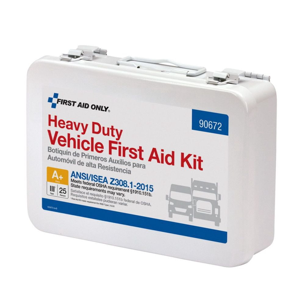 25 Person Vehicle First Aid Kit, Metal Weatherproof Case, ANSI Compliant
