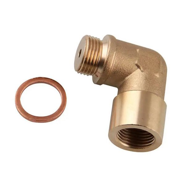 Extensor de sensor de oxígeno, espaciador de extensión de sensor de oxígeno en ángulo de 90° de latón M18x1.5, espaciador ajustable para Decat de latón de hidrógeno.