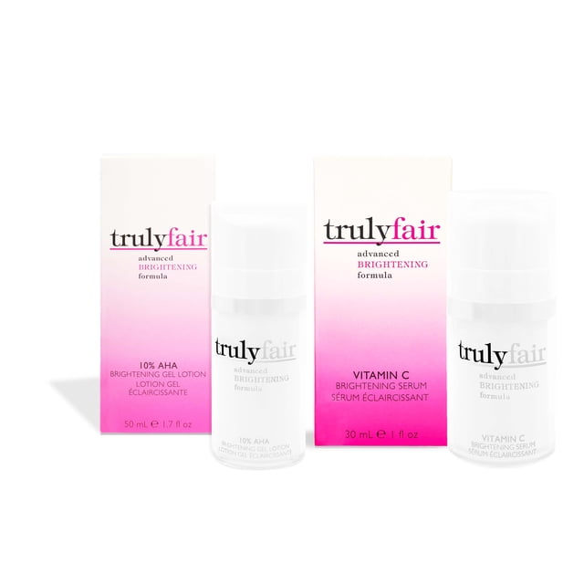 Truly Fair Kit by Truly Fair for Unisex - 2 Pc Kit 1oz Vitamin C Brightening Serum, 1.7oz 10 Percent Aha Brightening Gel Lotion Truly Fair Suero iluminador de vitamina C de 1 oz, loción de gel iluminador 10 % Aha de 1.7 oz 2 Pc Kit