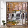 thumbnail image 1 of Misty Forest Waterfall Shower Curtain - Tropical Jungle Rainforest Spa Landscape, Creative Window Scenery, Polyester Fabric with Hooks, 70Wx70H Inch, Perfect for a Tranquil and Immersive Bathroom Envi, 1 of 6